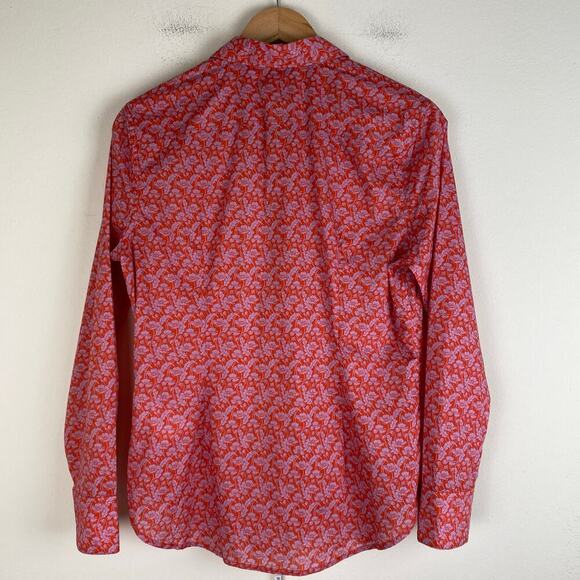 J. Crew x Liberty® Buttondown Size 4 Orange Floral Slim Top Cotton Toutouayette - Picture 10 of 14